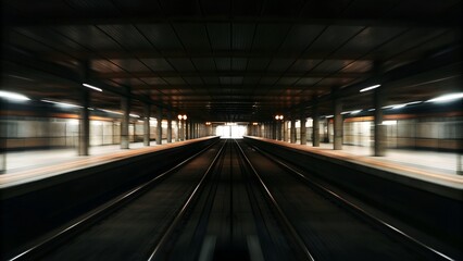 subway train in motion blur