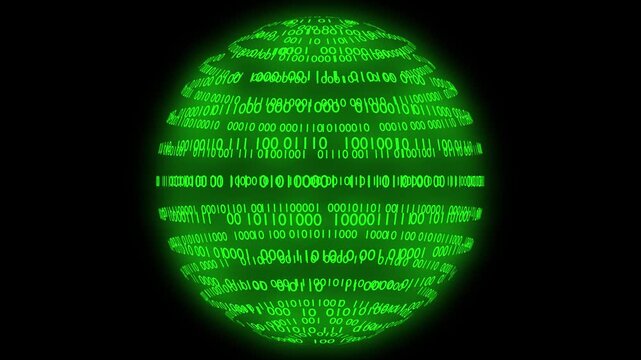 Filmato. Illustrazione 3D. Sfondo mondo digitale. Sequenza di zero e uno concetto di connessione globale tra persone, social network, e dispositivi informatici