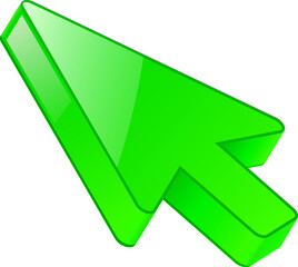 3d Click pointer cursor arrow icon on white background.