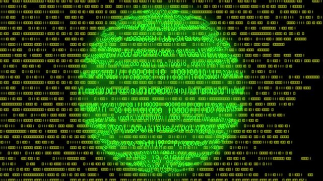 Filmato. Illustrazione 3D. Sfondo mondo digitale. Sequenza di zero e uno concetto di connessione globale tra persone, social network, e dispositivi informatici