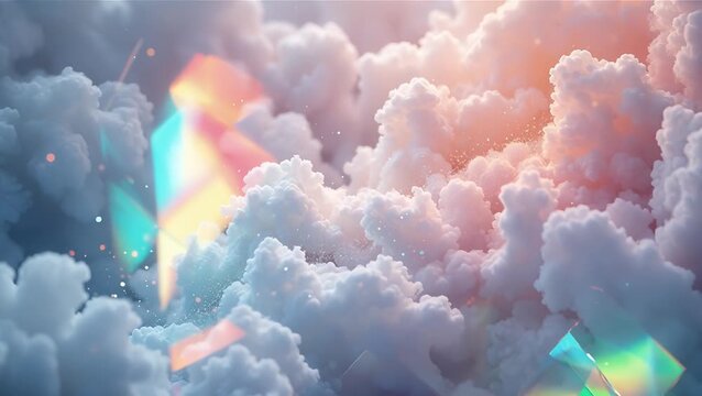 Soft Colorful Clouds in a Dreamy Sky with Sparkling Lights