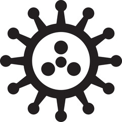 Black and white graphic icon representing a virus or germ with spikes virus icon germ icon