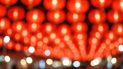 Softly blurred red lanterns shine brightly, creating a magical atmosphere of celebration and cultural festivity under a warm, glowing light, perfect for holiday backdrops