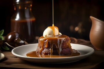 Scrumptious Sticky Toffee Pudding Served Warm with Caramel Sauce | Dessert Close‑Up chocolate cake with nuts