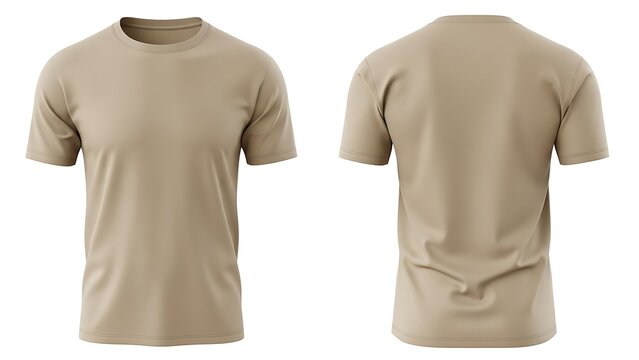 Beige short sleeve t shirt front and back t-shirt clothing