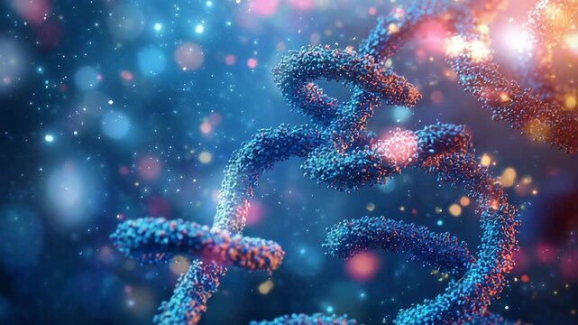 selective focus stylized macro view of 3d protein structures in plasma