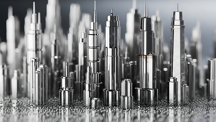 Futuristic cityscape with sleek skyscrapers and modern architecture