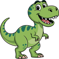 Fototapeta premium Cartoon dinosaur smiling on white background