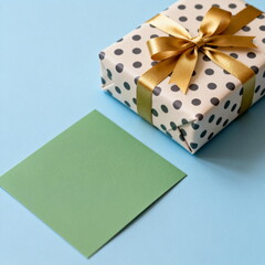 Gift Box with Dots and Gold Ribbon