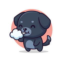 Fototapeta premium Adorable Cartoon Puppy with Thought Bubble Illustration