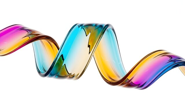 Representaci&oacute;n 3d de forma de onda iridiscente abstracta que fluye multicolor.