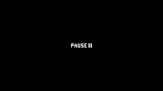 Pausing vhs with white pixelated pause ii text, suitable for video editing, tech articles, and digital media content creation projects.