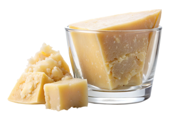 Parmesan cheese wedges in glass cup gourmet food italian cuisine dairy product cheese block 