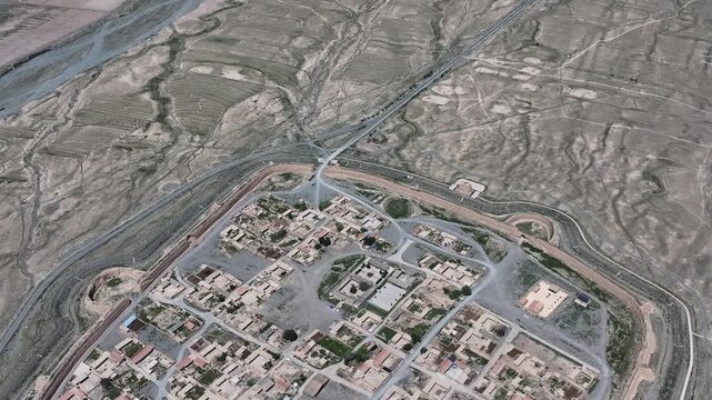 Jingtai Ancient City Aerial View, Gansu Province China
