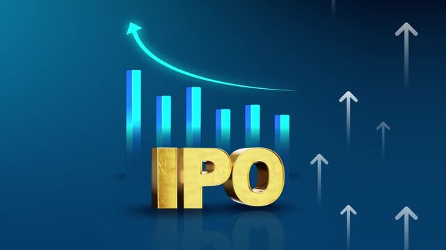 3D Rendering IPO - Initial Public Offering , Launching stocks to invest in the market. investment and strategy, Private companies can go public by selling their shares. 3D gold font character	
