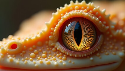 Intimate macro capture of a reptile eye, showcasing its intricate, textured skin, vibrant scales, and a truly captivating gaze