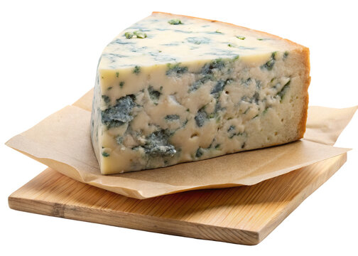 Delicious blue cheese wedge on a wooden board gourmet food dairy product appetizer photo