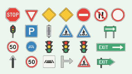 Collection of Road Traffic Signs and Symbols.