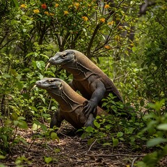 Fototapeta premium Komodo dragons mating.