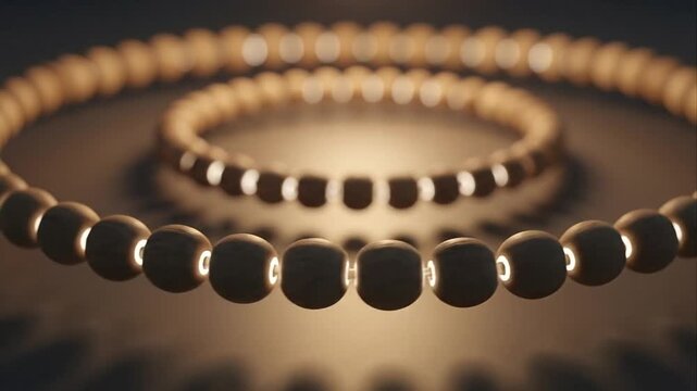 Abstract rendering of spiraling spheres with soft lighting