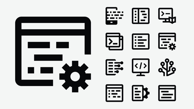 Coding and software development icons set
