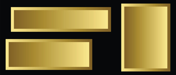 golden photo frame icon set, gold image picture album photo frame icon set.