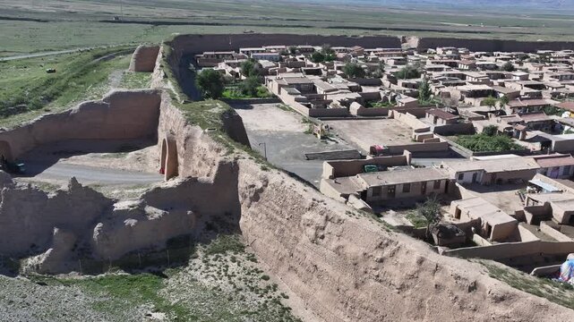 Jingtai Ancient City Gansu China Aerial View