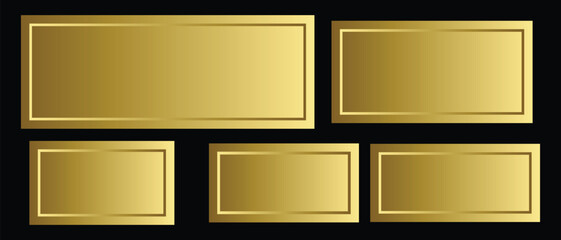 golden photo frame icon set, gold image picture album photo frame icon set.