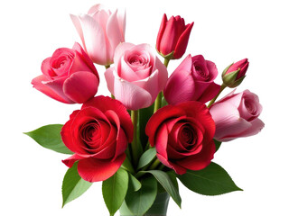 Fototapeta premium A beautiful arrangement of pink and red roses in a vase