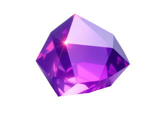 A stunning purple diamond sits on a pure white background