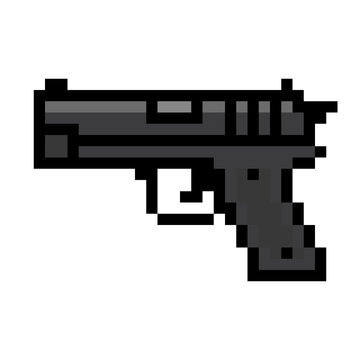 Pixelated Sig Sauer P226 Pistol Side View in Retro Game Style
