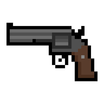 Pixelated Smith & Wesson 686 Revolver Side View in Retro Game Style