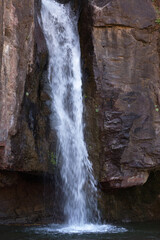 Gran Canaria, small freshwater pool in Tejeda municipality called Charco de la Paloma, ie Dove Pool, is full after winter rains
