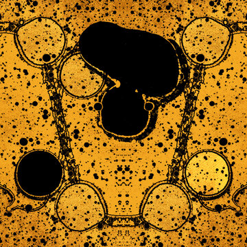 Abstract background with splotches and round drops randomly scattered on a surface