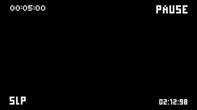 Pausing vhs display with timestamp and video info for tech blogs, video editing tutorials, film industry websites, and presentations.