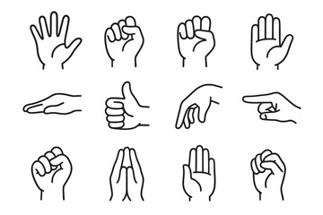 Fototapeta premium Wrist pointer icon fingers vector set thumb hand fist joined bent grasping