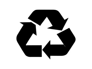 Standard black recycling symbol composed of three chasing arrows forming a triangle representing reuse and environmental sustainability