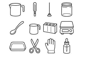 Icon tray wax candle icons glove pot vector making jug wick jar