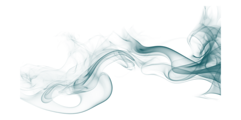 Mystical flowing ethereal teal smoke stream dynamic digital abstract light effect against black background spiritual