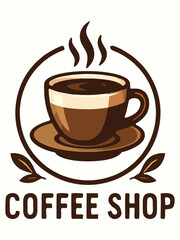 Obraz premium Coffee Shop Logo with Steaming Cup