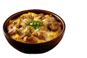 Chicken Oyakodon isolated on transparent background