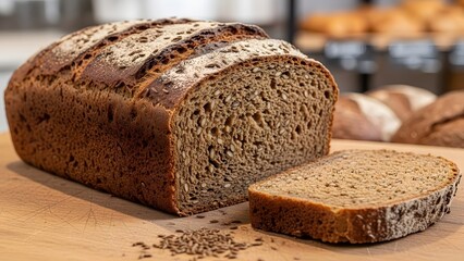 Rustic rye bread dark loaf with caraway seeds dense chewy crumb perfect Nordic style sandwich base