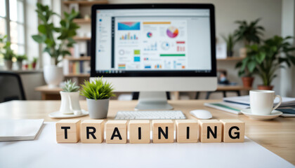 Training program planning for skill development and employee education with performance metrics dashboard, supporting course rollout, certification path and team capability improvement