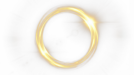 A single gold colored ring is present in the center of the image, slightly offset from the transparent background and plain white background