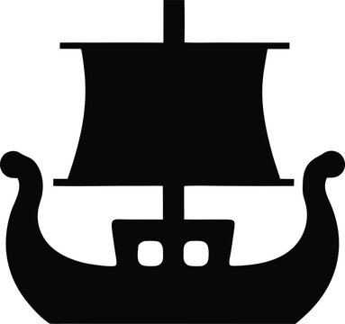 viking knarr cargo ship silhouette vector illustration on transparent background
