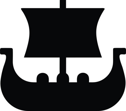 viking knarr cargo ship silhouette vector illustration on transparent background