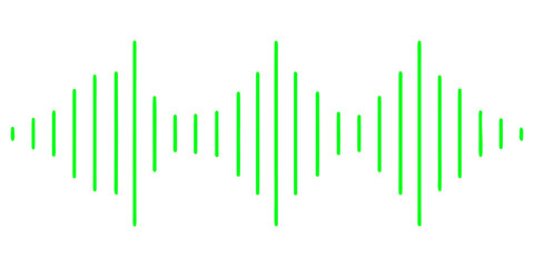 Obraz premium Green waveform audio signal representation. 