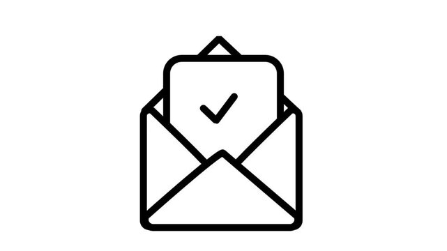 Envelope mail icon with checkmark symbol for verified message delivery, email confirmation, and successful communication. motion icon, animated icon.