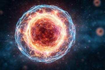 Obraz premium Abstract Cell Protective Halo Biology Medical Science Defense Concept 3D Illustration