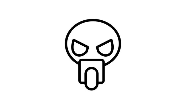 Masked hacker icon or robot face representing cyber threat, botnet attack, artificial intelligence, and privacy. motion icon, animated icon.
